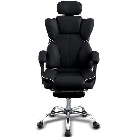 Poltrona Sedia Ufficio Dirigenziale con Poggiapiedi Ergonomica Reclinabile Nero