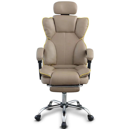 Poltrona Sedia Ufficio Dirigenziale con Poggiapiedi Ergonomica Reclinabile Fango