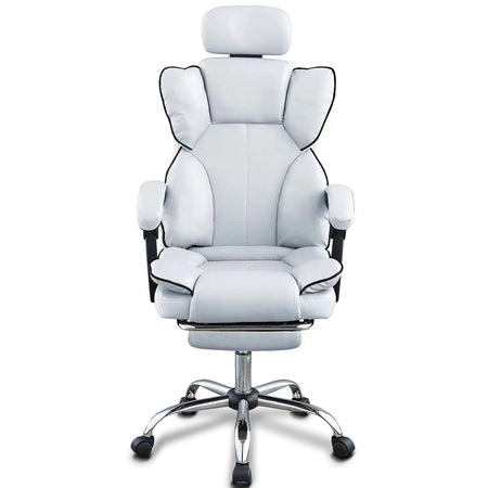 Poltrona Sedia Ufficio Dirigenziale con Poggiapiedi Ergonomica Reclinabile Bianco
