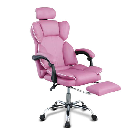 Poltrona Sedia Ufficio Dirigenziale con Poggiapiedi Ergonomica Reclinabile Rosa