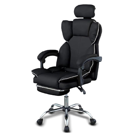 Poltrona Sedia Ufficio Dirigenziale con Poggiapiedi Ergonomica Reclinabile Nero