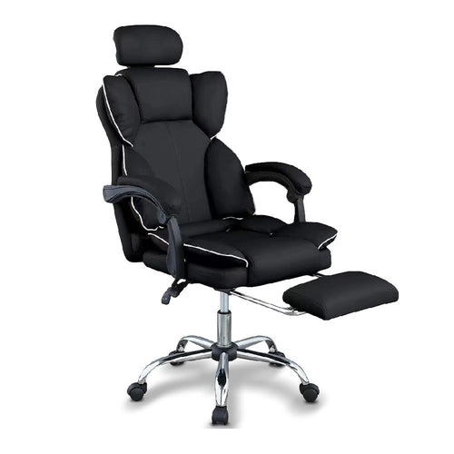 Poltrona Sedia Ufficio Dirigenziale con Poggiapiedi Ergonomica Reclinabile Nero