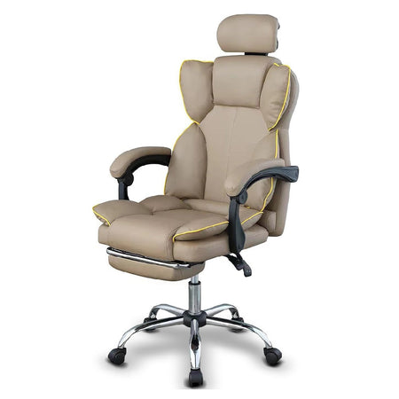 Poltrona Sedia Ufficio Dirigenziale con Poggiapiedi Ergonomica Reclinabile Fango