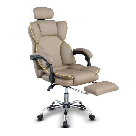 Poltrona Sedia Ufficio Dirigenziale con Poggiapiedi Ergonomica Reclinabile Fango