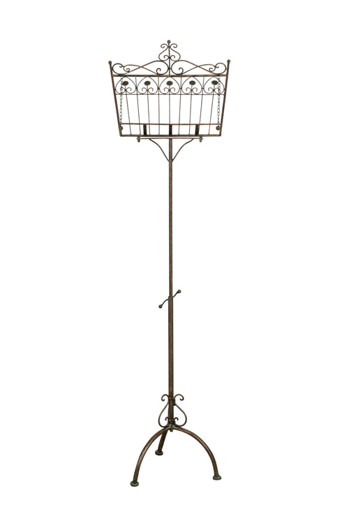 Biscottini Biscottini Leggio Terra Ferro Battuto Ruggine Anticata 46x32x139 Regolabile