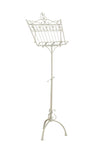 Biscottini Leggio da terra in ferro battuto pieno finitura bianca anticata L46xPR32xH139 cm