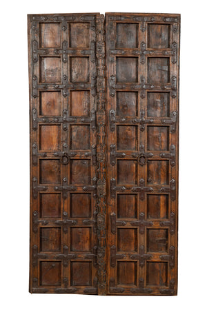 Biscottini Porta portone in legno massello e ferro da interno o da esterno vecchia e antica medievale scorrevole