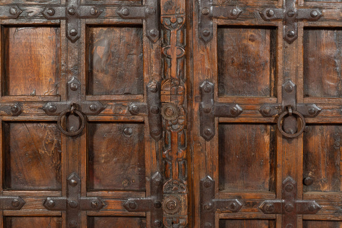 Biscottini Porta portone in legno massello e ferro da interno o da esterno vecchia e antica medievale scorrevole