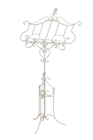 Biscottini Leggio da terra in ferro battuto pieno finitura bianca anticata L85xPR50xH140 cm