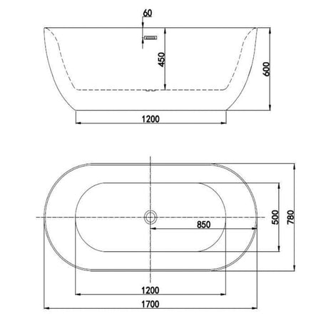 Vasca da bagno ovale moderna design centro stanza 170x80 SUPERBA