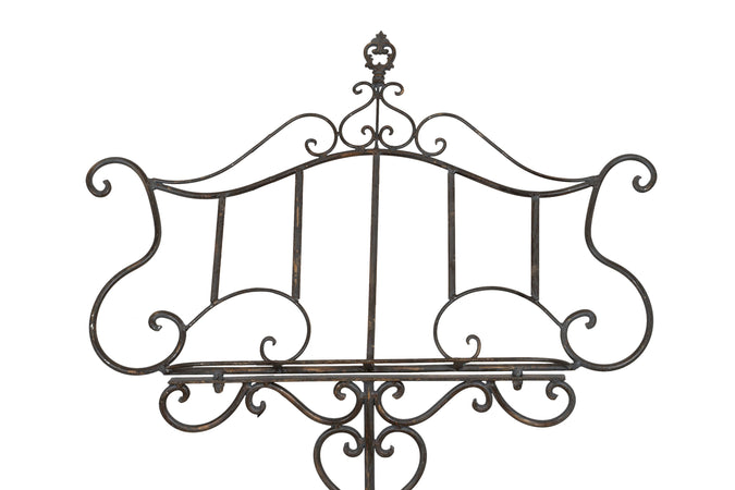 Biscottini Leggio da terra in ferro battuto pieno finitura anticata L85xPR50xH140 cm