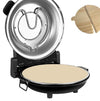 Forno per Pizza Pietra Refrattaria 1200W Timer Termostato 2Palette in Legno Nero