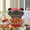 Forno per Pizza Pietra Refrattaria 1200W Timer Termostato 2Palette in Legno Rosso