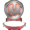 Forno per Pizza Pietra Refrattaria 1200W Timer Termostato 2Palette in Legno Rosso