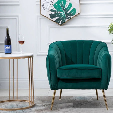 Sedia Poltrona da Salotto Imbottita Design Moderno Gambe Oro 71x72x73 cm Verde