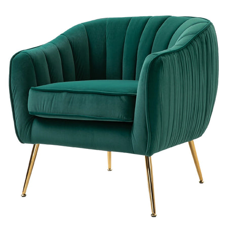 Sedia Poltrona da Salotto Imbottita Design Moderno Gambe Oro 71x72x73 cm Verde
