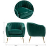 Sedia Poltrona da Salotto Imbottita Design Moderno Gambe Oro 71x72x73 cm Verde