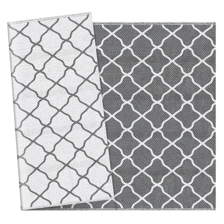 Tappeto Esterno Reversibile 182x274 cm Pieghevole in Polipropilene Grigio Bianco
