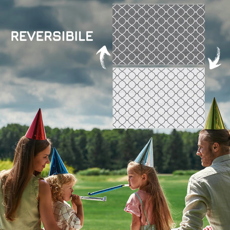 Tappeto Esterno Reversibile 182x274 cm Pieghevole in Polipropilene Grigio Bianco