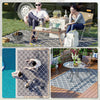 Tappeto Esterno Reversibile 182x274 cm Pieghevole in Polipropilene Grigio Bianco