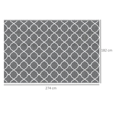 Tappeto Esterno Reversibile 182x274 cm Pieghevole in Polipropilene Grigio Bianco
