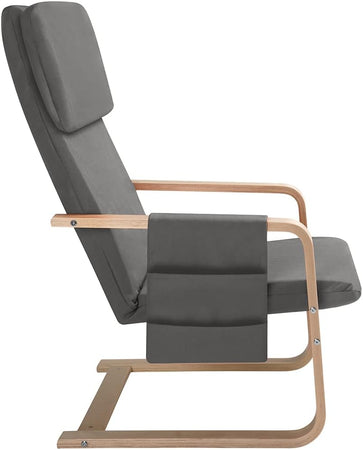 Sedia Poltrona Relax Ergonomica Rivestimento Cotone Grigio Borsa Laterale 2 Scomparti