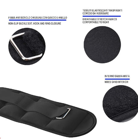 Kit 2 Pesi Allenamento Fitness 4.5KG Regolabili per Polsi e Caviglie Nero