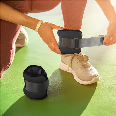 Kit 2 Pesi Allenamento Fitness 2KG Regolabili per Polsi e Caviglie Nero