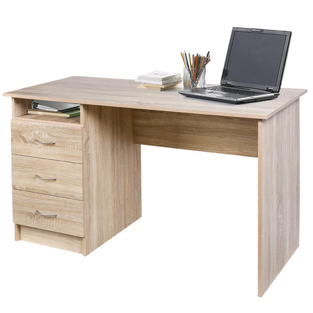 Tavolo Scrivania Legno con Cassettiera 3Cassetti 120x51 H 72 cm Porta PC Quercia