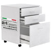 Cassettiera Scrivania Ufficio Mobiletto 3 Cassetti e Ruote Girevoli per Stampante Bianco