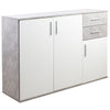 Mobile Cassettiera Moderna 3 Porte 2 Cassetti Design Minimal Bianco Cemento 120cm
