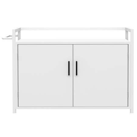 Mobile Lettiera per Gatti Bianco con 2Ante Chiusura Magnetica e Ingresso Laterale