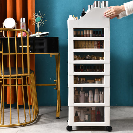 Cassettiera Salvaspazio Carrello Portaoggetti in Polipropilene 8Ripiani H100cm