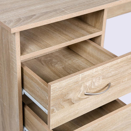 Tavolo Scrivania Legno con Cassettiera 3Cassetti 120x51 H 72 cm Porta PC Quercia