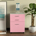 Cassettiera Scrivania Ufficio Mobiletto 3 Cassetti e Ruote Girevoli per Stampante Rosa