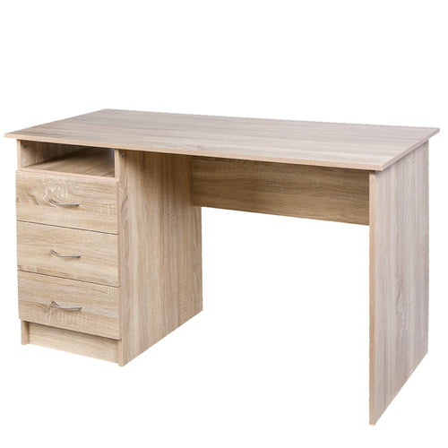 Tavolo Scrivania Legno con Cassettiera 3Cassetti 120x51 H 72 cm Porta PC Quercia