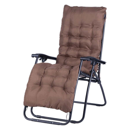 Sdraio Poltrona Giardino Con Cuscino Gravita Zero Pieghevole Acciaio Oxford Braun