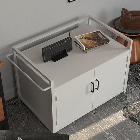 Mobile Lettiera per Gatti Bianco con 2Ante Chiusura Magnetica e Ingresso Laterale