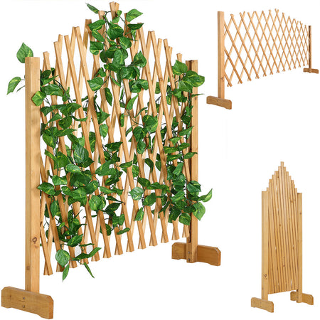 Recinzione in Legno Abete Estensibile da Giardino Divisorio Fioriera Naturale