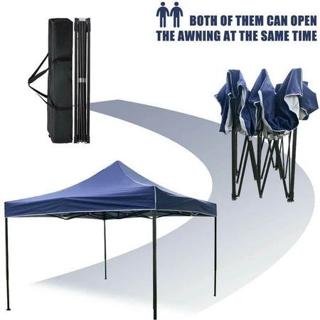 Gazebo 3x3 Pieghevole Impermeabile Richiudibile a Fisarmonica Professionale Blu
