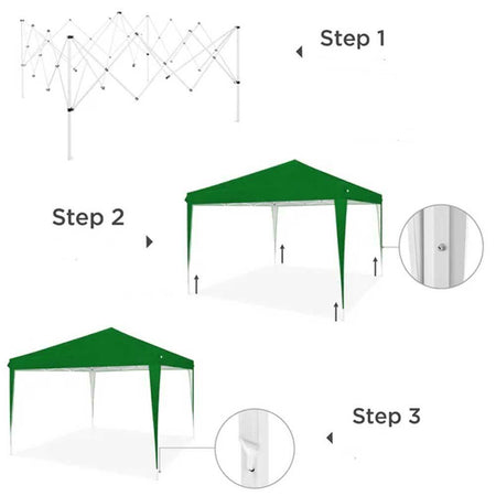 Gazebo 3x3 Pieghevole Verde Impermeabile Pieghevole Tendone Giardino Con Sacca