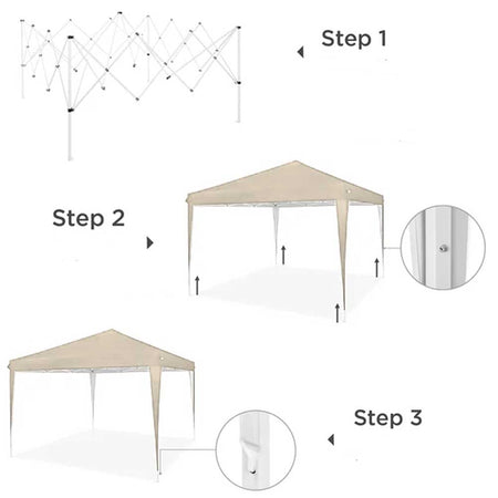 Gazebo 3x3 Pieghevole Beige Impermeabile Pieghevole Tendone Giardino Con Sacca