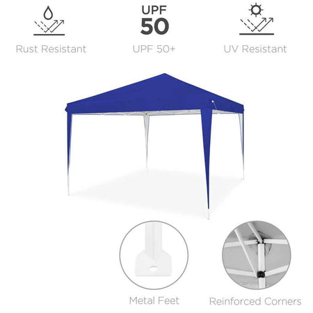 Gazebo 3x3 Pieghevole Blu Impermeabile Pieghevole Tendone Giardino Con Sacca