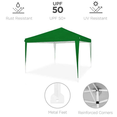 Gazebo 3x3 Pieghevole Verde Impermeabile Pieghevole Tendone Giardino Con Sacca