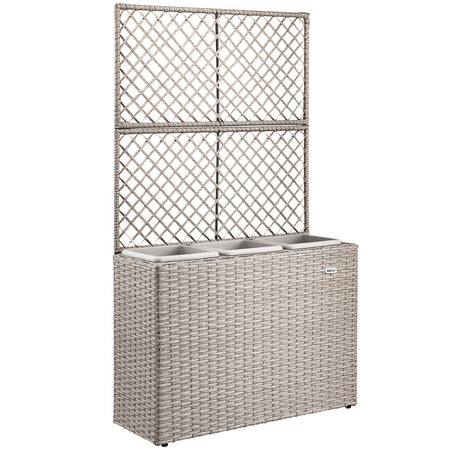 Fioriera da Giardino Polyrattan con 3vasi Estraibili per Balconi e Terrazzi Crema