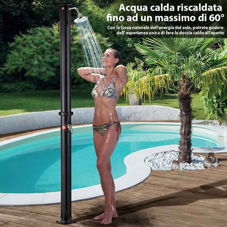 Doccia Solare Giardino Piscina 20LT con Miscelatore Soffione 15 cm Campeggio Esterno