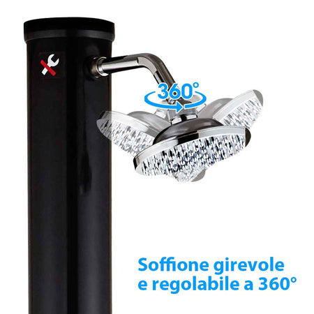Doccia Solare Giardino Piscina 20LT con Miscelatore Soffione 15 cm Campeggio Esterno