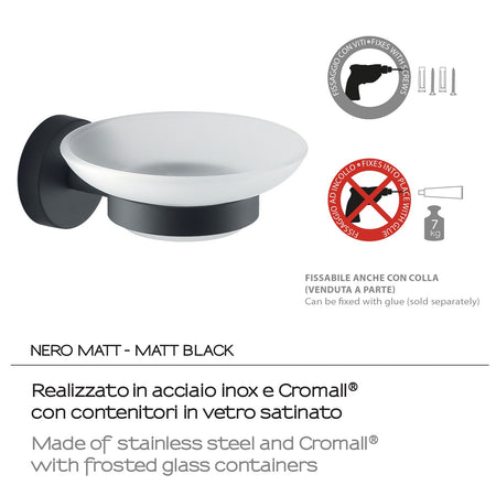 Portasapone Rose Nero Matt | Stile Contemporaneo e Resistente