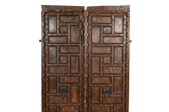 Biscottini Porta portone in legno massello e ferro da interno o da esterno vecchia e antica medievale scorrevole