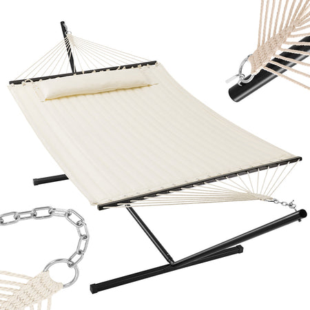 Amaca da Giardino Brasiliana con Cuscino e Supporto in Acciaio, portata 200kg 140x210cm